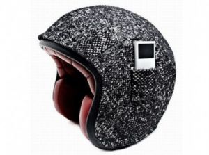 Karl Lagerfeld Tweed helmet in collaboration with Atelier Ruby with a pocket for your Ipod.jpg